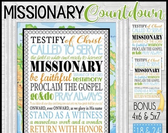 LDS Missionary Countdown Chart, Sister or Elder, 24 Month, 18 Month, Subway Art, Missionary Mom Gift - Printable INSTANT Download