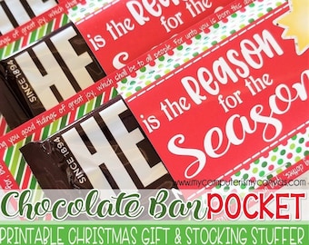 HE is the REASON for the SEASON, Chocolate Bar Pocket, Gift Idea, Stocking Stuffer, Christian Gift, Jesus - Printable Instant Download