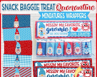 QUARANTINE Gnome Miniatures Bar Wrappers, Printable GNOME, Friendship Gift, Miss You, Missing You, Quarantine Gift Idea  - Instant Download