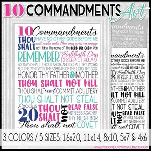 Ten COMMDANDMENTS Subway Art, 10 Commandments, Exodus 20, Bible Art, Christian Art, 2019 LDS YW Theme - Instant Download Printable