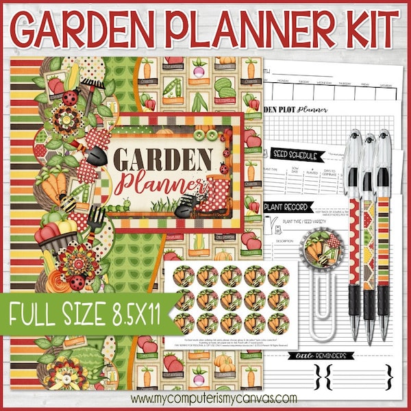 GARDEN Planner, Garden Notebook, Gardner Gift Idea, Gardening Gift, Printable Gardening Planner Inserts, Full Size 8.5x11 - Instant Download