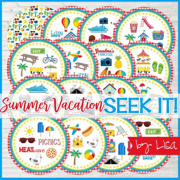 SUMMER SEEK IT Match Game, Picnic Party Game, Party Favor, Summer Printables, Boredom Buster Game, Road Trip Game - Instant Download by Lisa