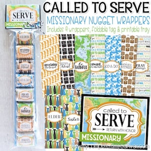 LDS Missionary CALLED to SERVE, Chocolate Nugget Wrappers, Missionary Favor, Missionary Gift, Missionary Mom Printable Instant Download image 1