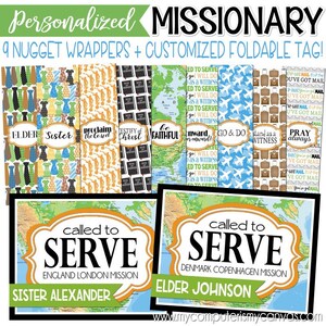 LDS Missionary Called to SERVE, Chocolate Nugget Wrappers, Favor, Missionary Gift, Missionary Mom - Printable (not instant) PERSONALIZED