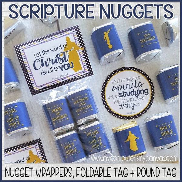 Scripture Nugget Wrappers, Standard Works, Scripture Handout, Book of Mormon Handout, Bible PRINTABLES - Instant Download