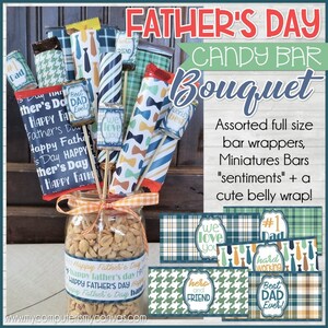 Father&#39;s Day CANDY BAR BOUQUET Printable, Candy Bar Wrappers, Gifts for Dad, Gift Tags, Gift Ideas - Instant Download