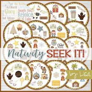 NATIVITY SEEK IT Match Game, Imprimibles de Navidad, Fiesta, Noche de juegos familiares, Tarjetas de juego a juego - Descarga instantánea imprimible por Lisa