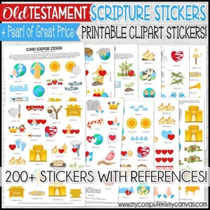 OLD TESTAMENT Scripture Stickers, PRINTABLE Clipart Stickers, 2022 Come Follow Me, Printable Scripture Stickers - Instant Download