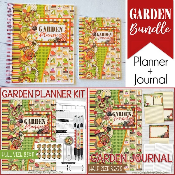 GARDEN PLANNER + Garden Journal - Printable Garden Bundle, Gardner Gift Idea, Gardening Gift, Notebook, Planner, Journal - Instant Download