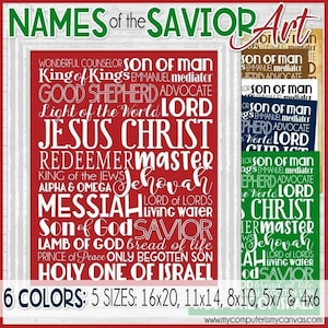 CHRISTMAS Print, Nativity Art, Christian Art, Names of the Savior, JESUS CHRIST Art, Subway Art, Christian Gift - Printable Instant Download