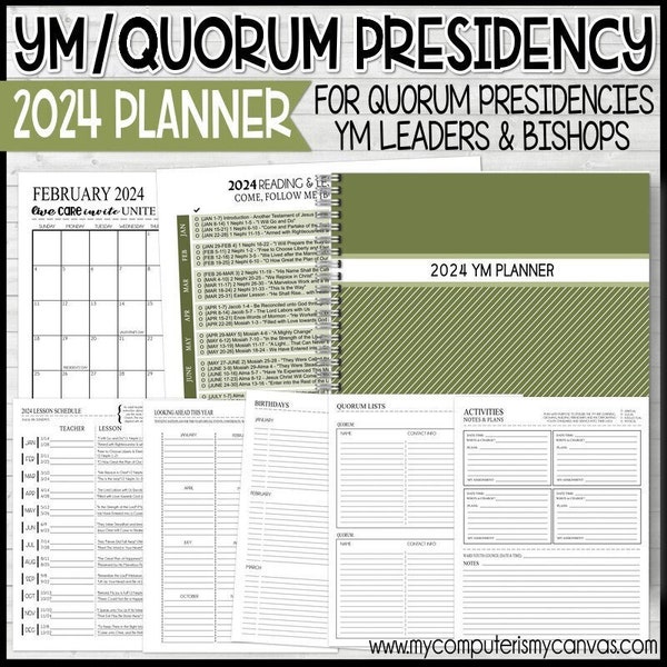 EDITABLE 2024 YM Quorum Presidency & YM Advisor Planner, Young Men's Calendar, Priesthood Quorum Calendars, lds - Printable Instant Download