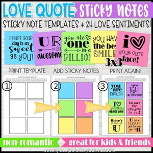 VALENTINE STICKY Notes, Modello Post-It, Note d'amore, Citazioni d'amore, Idee regalo, Note adesive, Non romantiche - Download istantaneo stampabile