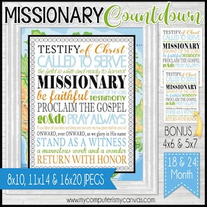 LDS Missionar Countdown Diagramm, Schwester oder Älteste, 24 Monate, 18 Monate, U-Bahn-Kunst, Missionar Mom Geschenk - druckbare INSTANT Download