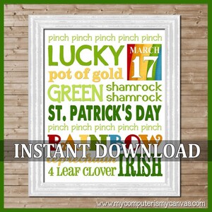 St. Patrick's Day or March Subway Art - Printable INSTANT DOWNLOAD - Etsy