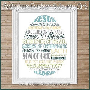 EASTER Egg Subway Art, Religious SAVIOR Christian -  Printable INSTANT Download