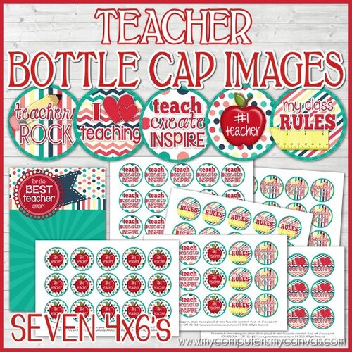 School Images Bottle Cap Images 1 Inch Images 4x6 Sheet - Etsy
