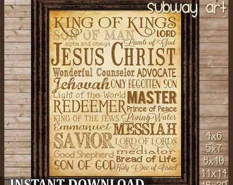 Names of the Savior Christmas Subway Art - Printable INSTANT Download