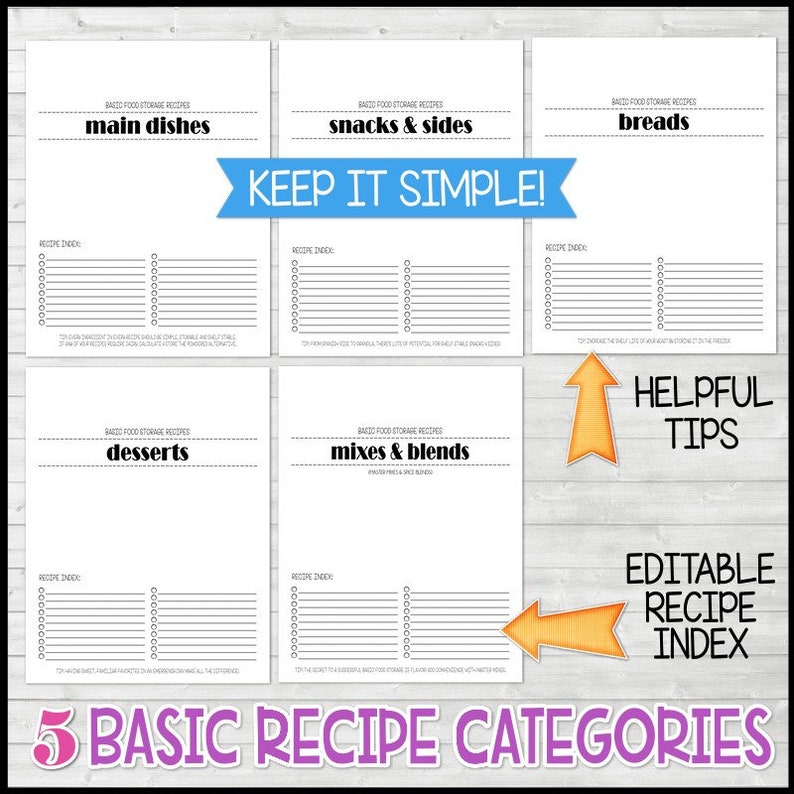 FOOD STORAGE Recipe Binder, Emergency Preparedness, Printable RECIPE Organizer, Emergency Prep, Prepper Printable Instant Download image 5