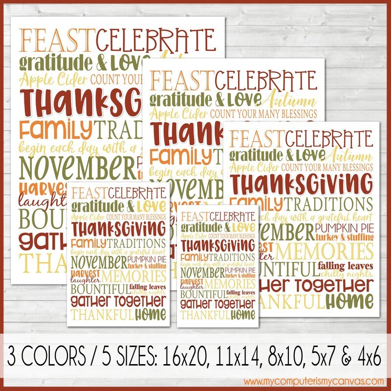 THANKSGIVING Subway Art November Subway Art PRINTABLE Wall | Etsy