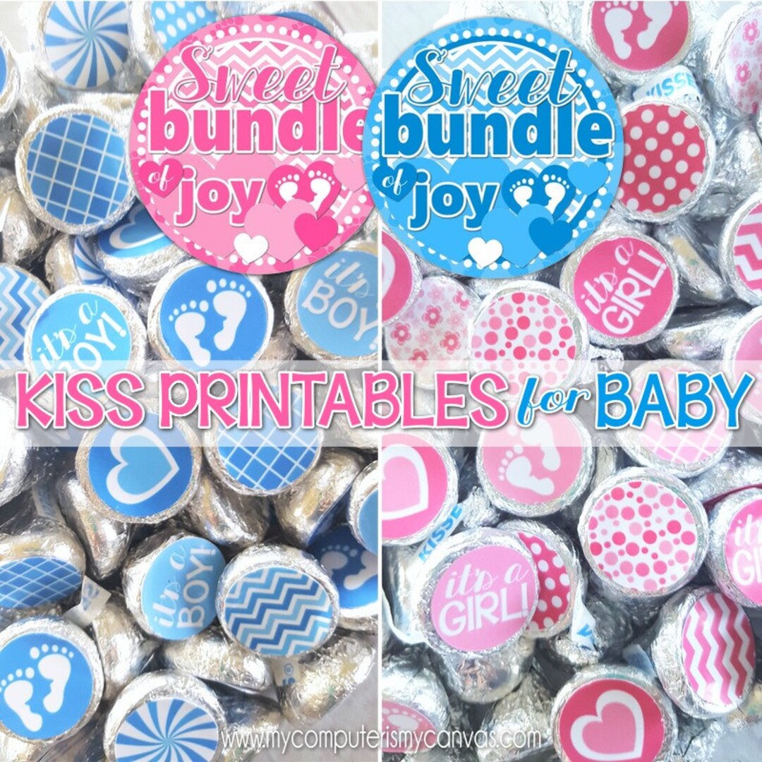 It's a GIRL &amp; It's a Boy - PRINTABLE Kiss Stickers, Baby Shower Favor ...