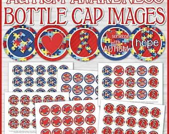 AUTISM or Asperger's Awareness Bottle Cap Images, 1 INCH Round Images, inchie - PRINTABLE Instant Download