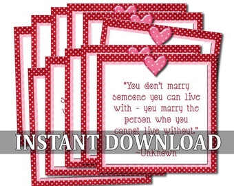 Valentine Love Note Quotes -  Printable INSTANT DOWNLOAD