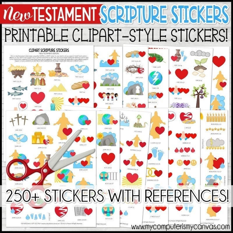 OLD TESTAMENT Scripture Stickers, PRINTABLE Clipart Stickers, 2022