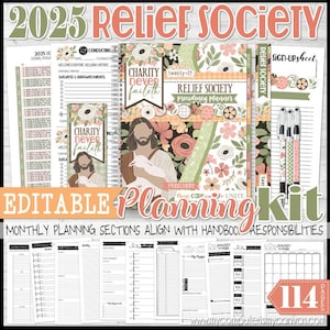 2025 RS Presidency Planner, Relief Society Planning Kit, Binder Kit, Covers, LDS, Conducting, Calendar, EDITABLE Printable Instant Download