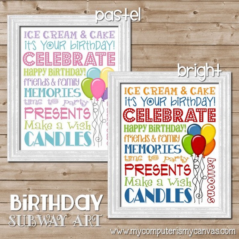 HAPPY BIRTHDAY Subway Art Sign Poster Printable Instant - Etsy