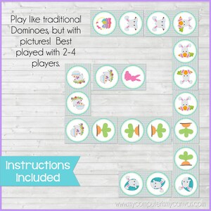 Printable Easter Game, DOMINOES, Easter Basket Stuffers, Gift, Party Game, Egg Hunt Activity BONUS Match Game Instant Download by Lisa image 3