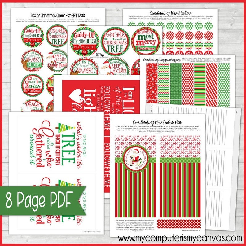 BOX of CHRISTMAS CHEER, Printable Christmas Gift Tags, Care Package Printables, Neighbor Gift Ideas, Christmas Gifts Instant Download image 10