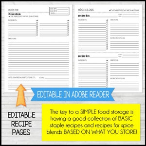 FOOD STORAGE Recipe Binder, Emergency Preparedness, Printable RECIPE Organizer, Emergency Prep, Prepper Printable Instant Download image 4