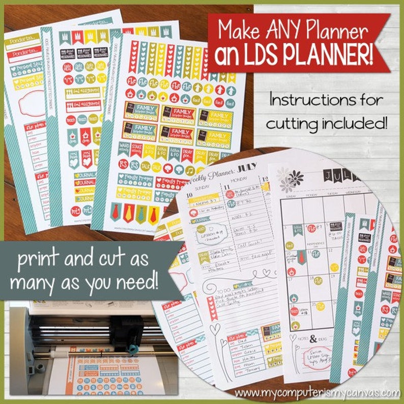 LDS PLANNER Sticker Kit, Mormon Mom Home & Family Edition, Spring Collection Stickers Printable Instant Download image 3