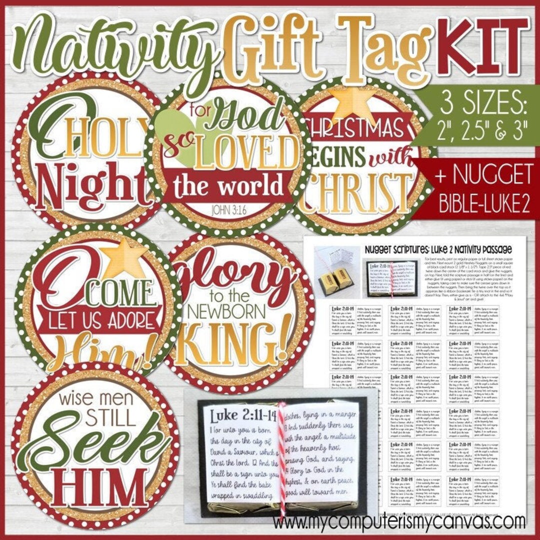 NATIVITY Christmas Gift Tags, PRINTABLE Gift Tags, Gift Ideas, Nativity ...
