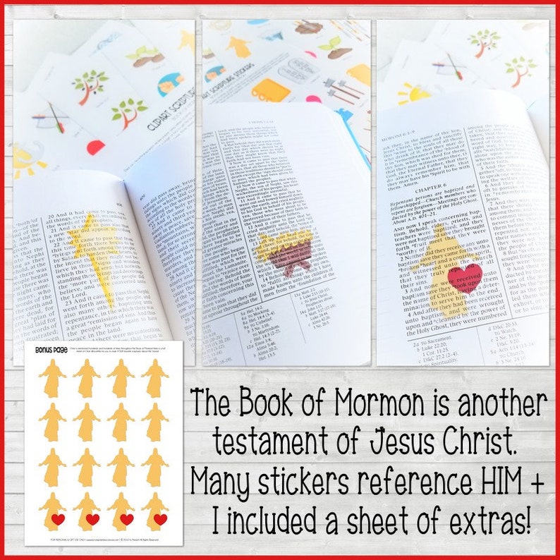 Book of Mormon Stickers, Scripture Stickers, Clipart Stickers, Come Follow Me, Baptism Gift Idea, Journaling Printable Instant Download image 6