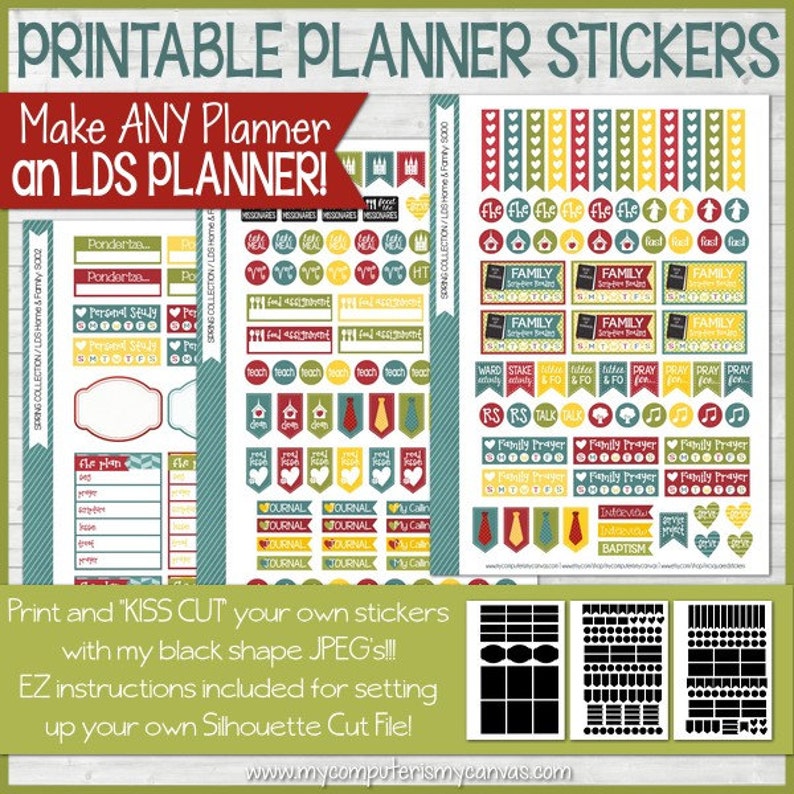 LDS PLANNER Sticker Kit, Mormon Mom Home & Family Edition, Spring Collection Stickers Printable Instant Download image 1