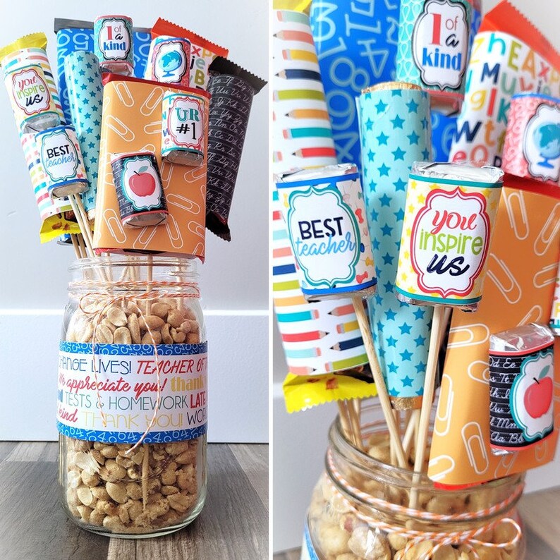 TEACHER Appreciation CANDY BAR Bouquet Printable, Candy Bar Wrappers