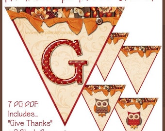 Printable Thanksgiving Give Thanks Banner - INSTANT Download Printable