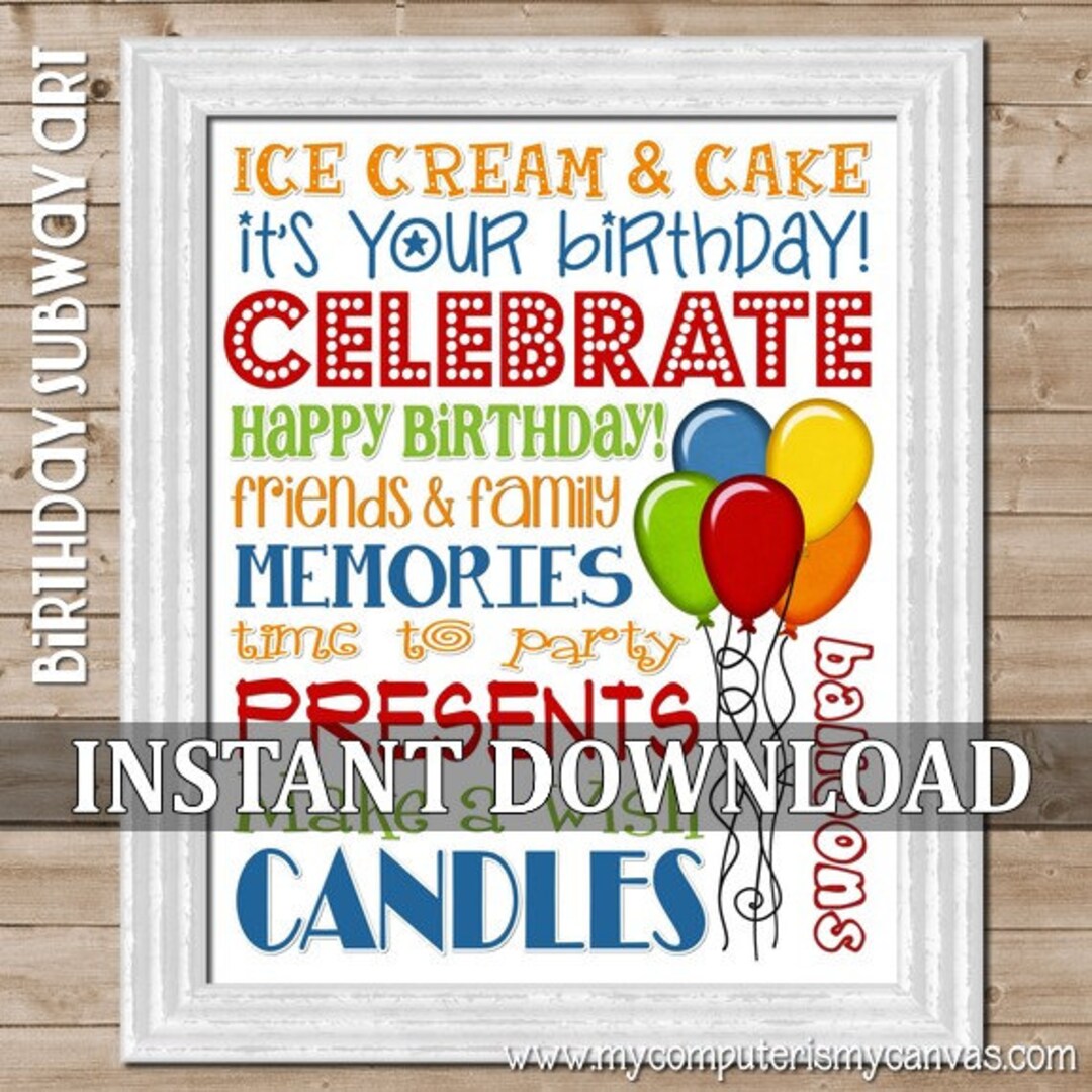 HAPPY BIRTHDAY Subway Art, Sign, Poster - Printable Instant Download - Etsy