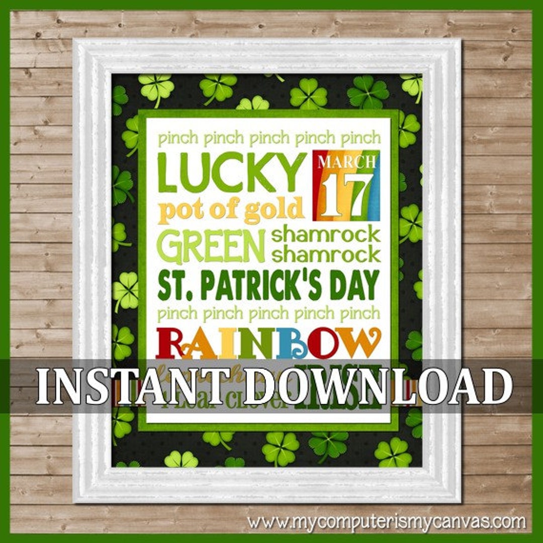 St. Patrick's Day or March Subway Art - Printable INSTANT DOWNLOAD - Etsy