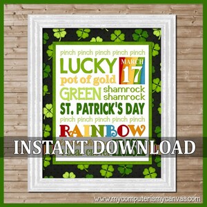 St. Patrick's Day or March Subway Art - Printable INSTANT DOWNLOAD - Etsy
