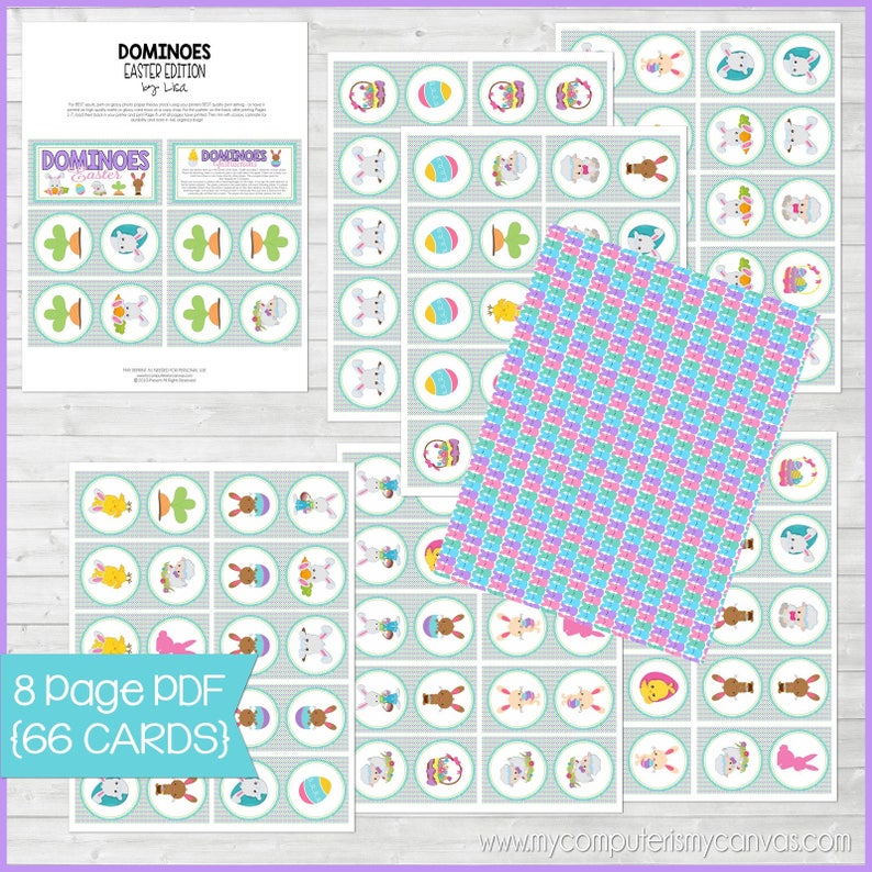 Printable Easter Game, DOMINOES, Easter Basket Stuffers, Gift, Party Game, Egg Hunt Activity BONUS Match Game Instant Download by Lisa image 4