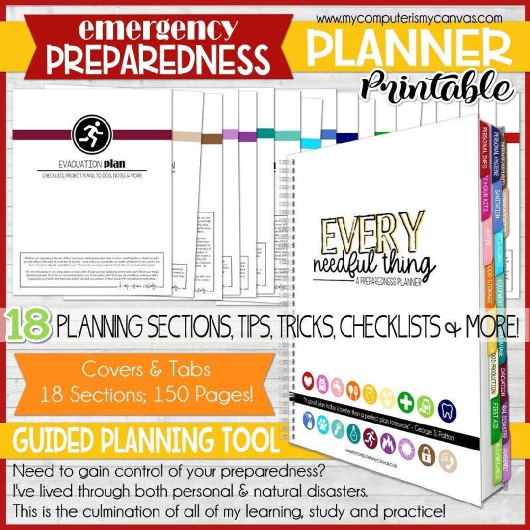 EMGERGENCY PREPAREDNESS PLANNER, Emergency Binder, Emergency Kit ...