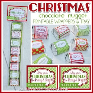 Weihnachten Frohe & Helle Schokoladennugget Wrappers, Urlaub Gastgeschenke oder Festlichkeit - Printable Instant Download
