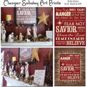 Christmas Manger Nativity Subway Art Printable INSTANT DOWNLOAD zdjęcie 3
