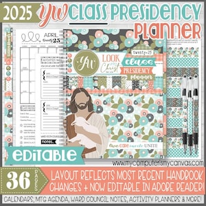 2025 YW CLASS Presidency Planner, Editable, Binder Kit, Young Women, Look Unto Christ, lds Youth Calendar Printables - Instant Download