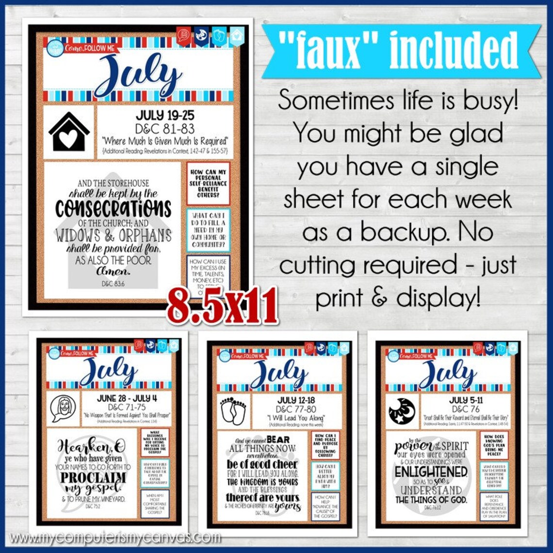 JULY 2021 Come Follow Me Family Bulletin BOARD Kit D&C | Etsy
