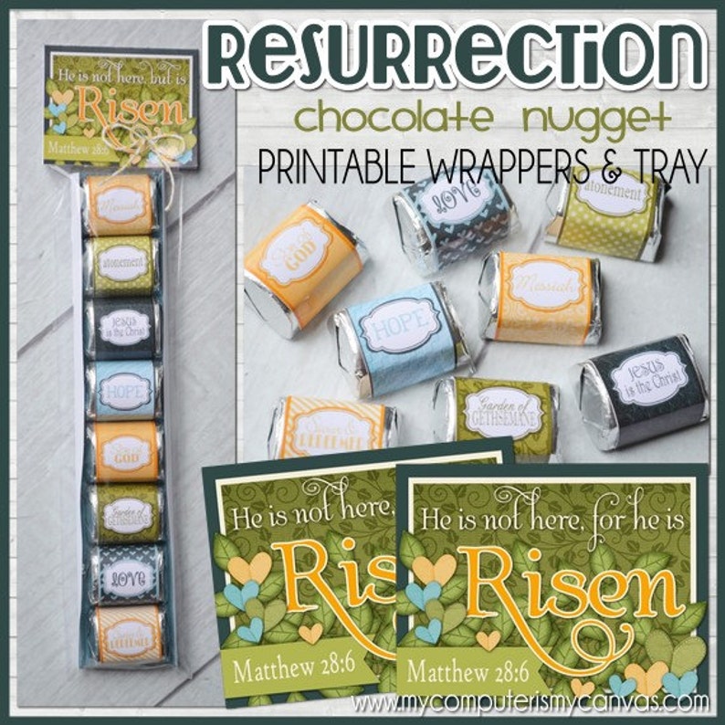 EASTER Resurrection Nugget Wrappers, Jesus Christ CHRISTIAN Printable Instant Download image 1