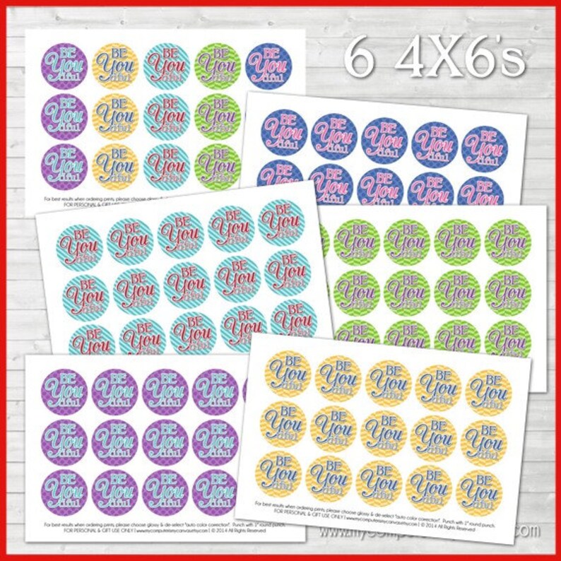 BeYOUtiful Bottle Cap Printable 1 INCH Round images Instant | Etsy