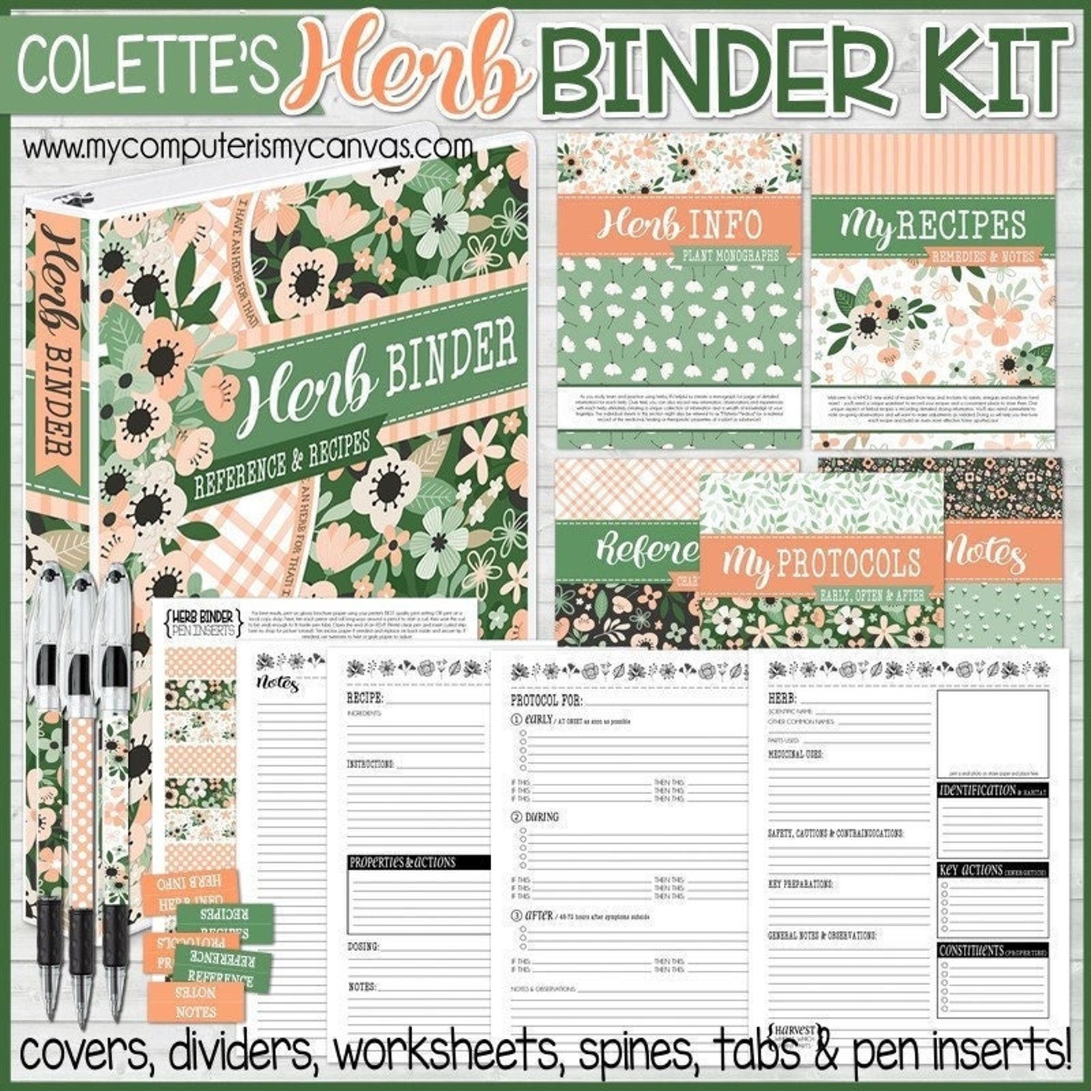 HERB BINDER KIT Printable Herbal Medicine Journal Herbal Etsy
